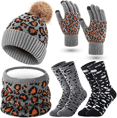 8 Adet Kış Şapka Eşarp Eldiven Seti dokunmatik ekran eldiveni Örgü Bere Şapka Polar Boyun Tozluk sıcak tutan çoraplar Erkekler