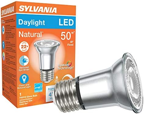 Sylvania LED TruWave Natural Serisi PAR16 Ampul, 50W Eşdeğeri, Verimli 6W, Orta Taban, Kısılabilir, 5000K, Gün Işığı - 1 Paket