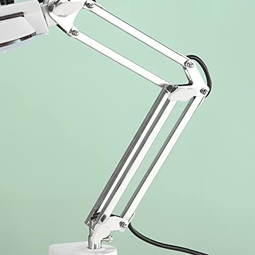 Gynnx Büyüteçli Lamba, Kısılabilir 10X Büyüteçli Masa Lambası, 120 Adet LED ve Paslanmaz Çelik Kollu 5 İnç Lens (Beyaz)