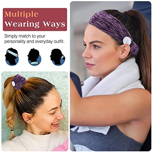 MoKo Bantlar Kadınlar için 4 Paket, Yüz Maskesi için Düğmeler ile Kafa Bandı Sıkı Esneklik Hairband Koşu Bandı Egzersiz Ter Bandı