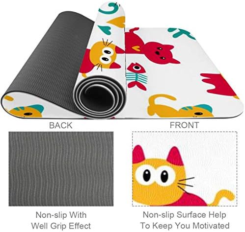 Sıebzeh Sevimli Kediler Premium Kalın Yoga Mat Çevre Dostu Kauçuk Sağlık ve Fitness Kaymaz Mat Her Türlü Egzersiz Yoga ve Pilates