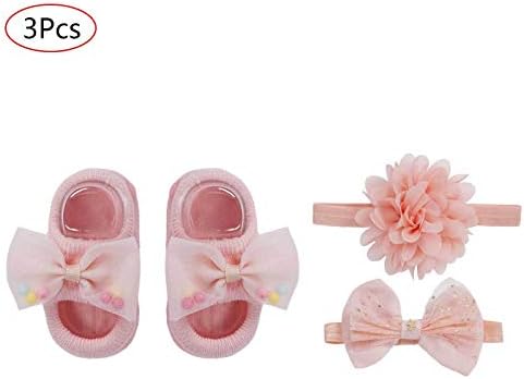 QınCıao Bebek Kız Ilmek Çiçek Çorap ve Kafa Bandı Türban Hediye Setleri için 3 Adet Bebek Aksesuarları Bebek Duş Photoshoots