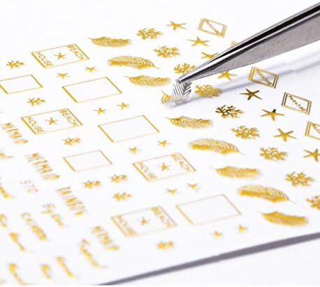 SUKPSY 6 Levhalar 3D Altın Lüks Nail Art Etiketler Lazer Nail Art Malzemeleri Yapıştırıcı Sticker Çıkartmaları Yıldız Ay Glitter