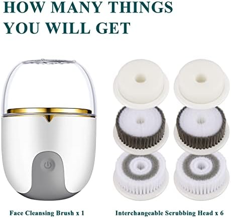 Yüz Temizleme Fırçası-6 Ovma Kafalı Elektrikli Yüz Yıkama Fırçası-Temizlik ve Peeling için Yüz Fırçaları