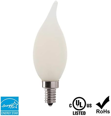 LED 6 W Alev İpucu Filament Buzlu Avize Ampul, 60 W Eşdeğer, 500 Lümen, 3000 K Yumuşak Beyaz, Dim, 120 V, E12 Şamdan Tabanı,