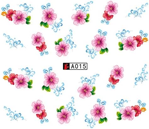 XSRJ Kaymak Su Transferi Sticker Nail Art Roze Gül Çiçek Çıkartmaları Vrouwen Makyaj Sarar Tırnak Dekor (Renk: A015)