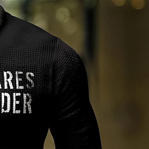 Erkek T-Shirt Moda Rahat Yuvarlak Boyun Uzun Kollu Grafik Tees Mektup Baskılı Streetwear Eğilim Gömlek Siyah Üst