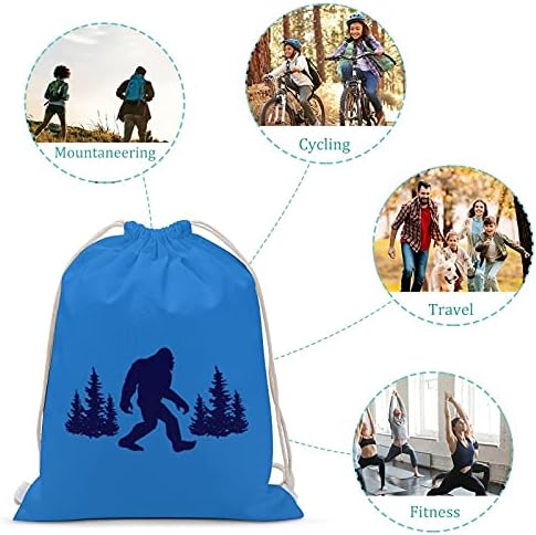 Komik Mavi Bigfoot Tuval İpli sırt çantası omuzdan askili çanta Rahat Sırt Çantası Spor Yoga Seyahat Plaj Okul 30x40 cm