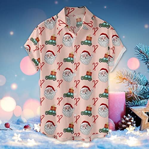 ZHDD Noel Kısa Kollu T-Shirt Mens için, 3D Noel Noel Baba Baskı Crewneck Tee Tops Ev Partisi Casual Gömlek