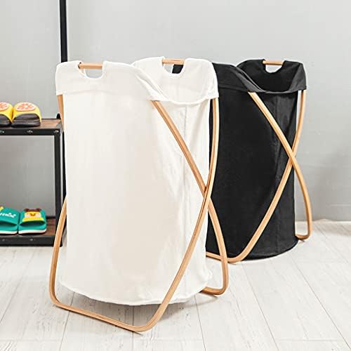 Yıkanabilir Bez Çanta ile LİCHUAN Bambu Çamaşır Sepeti Katlanabilir Kirli Giysiler Sepet Nordic Kumaş Çamaşır Sepeti Yurt için