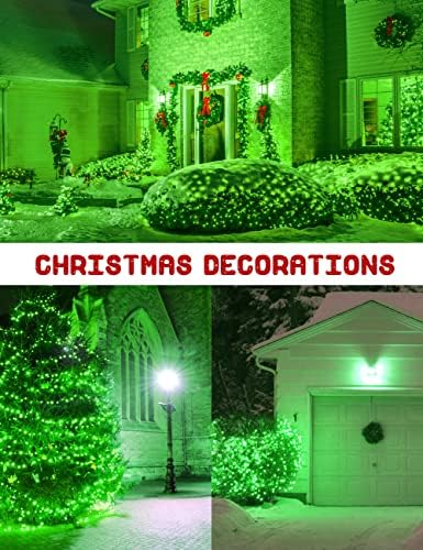 JandCase Yeşil Ampul, 5W (40W Eşdeğeri), E26 Orta Tabanlı A19 Noel LED Ampuller, 6 Paket